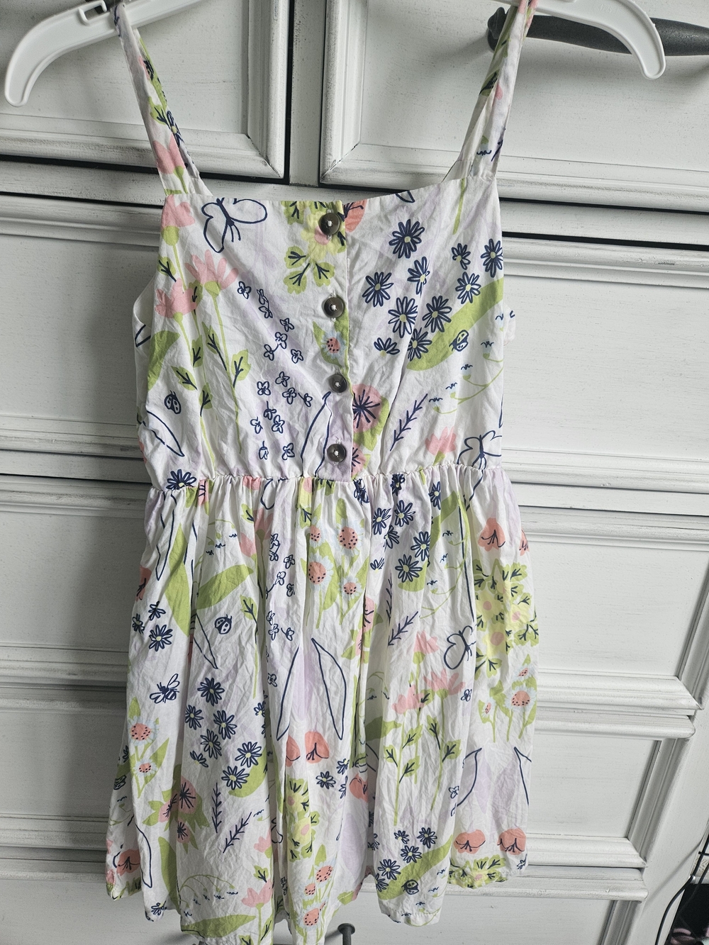 Cat & Jack White Floral Button-Front Sundress in Pink, Green & Navy